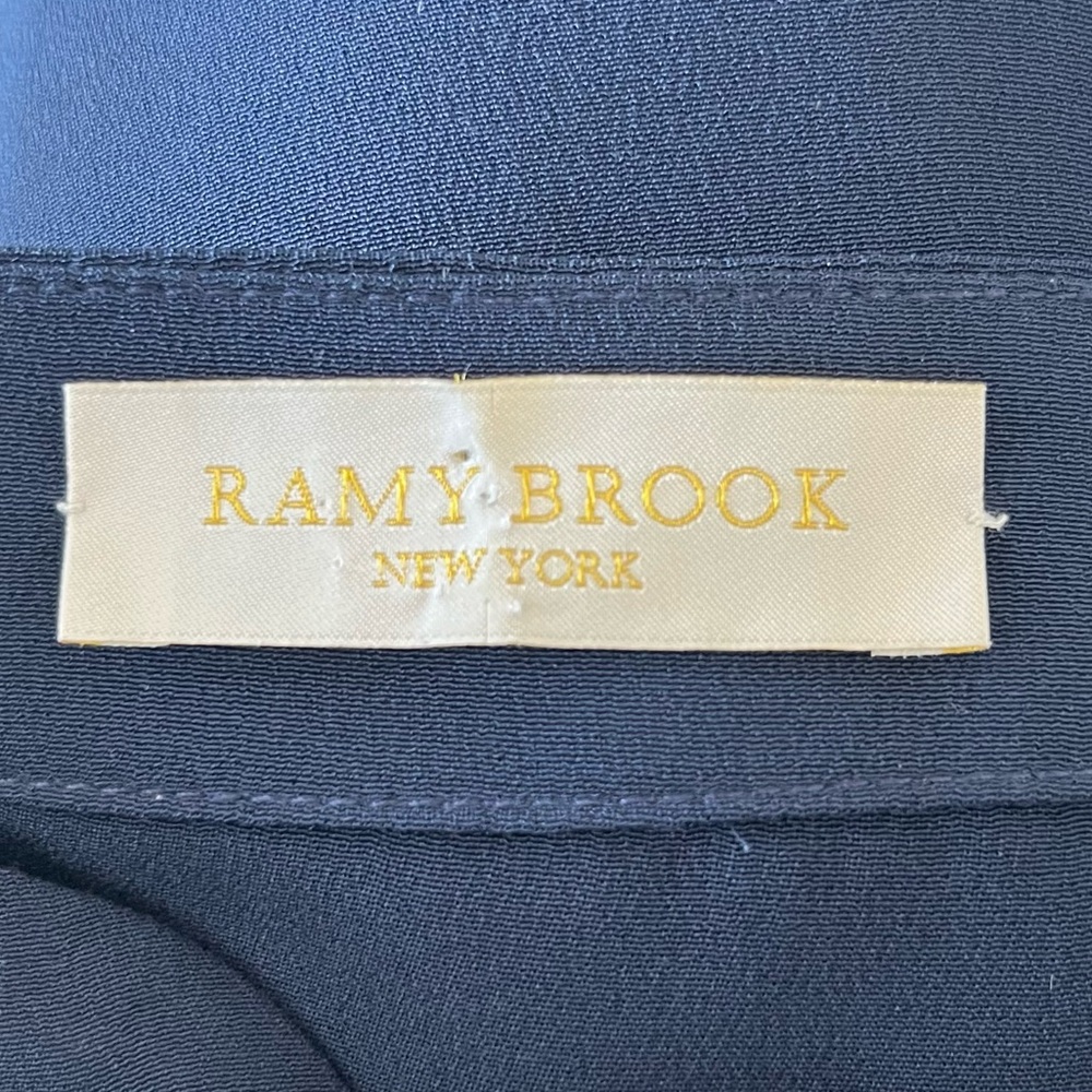 Ramy Brook Navy Blue Silk Lace Up V-Neck Sheer Long Sleeve Blouse Top EUC Size M - Picture 5 of 8